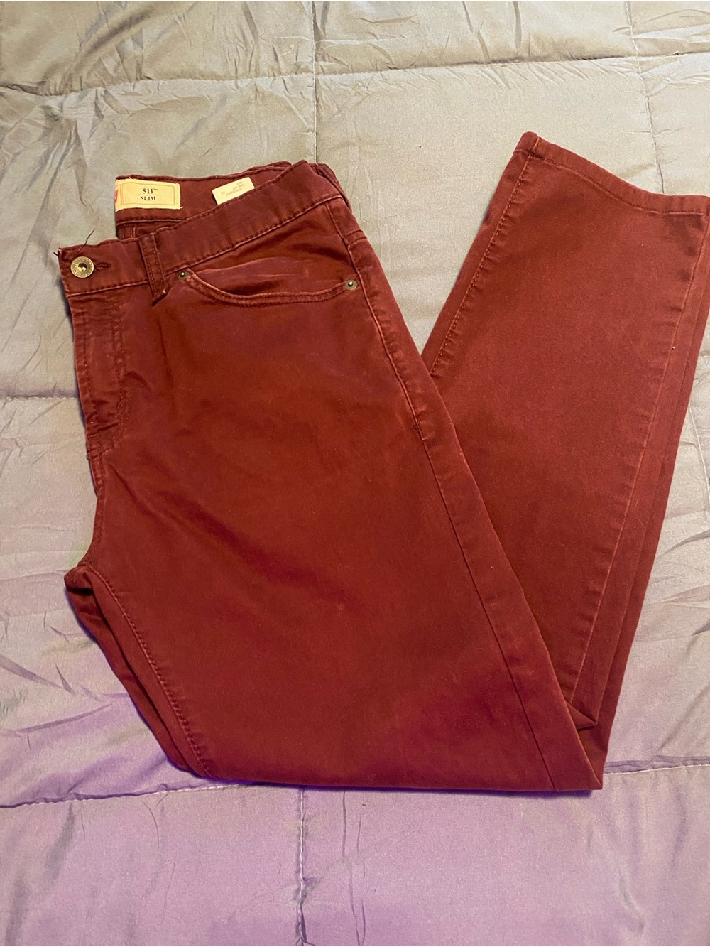 Levi's Men’s Burgundy Slim Fit Maroon Pants size 30x30